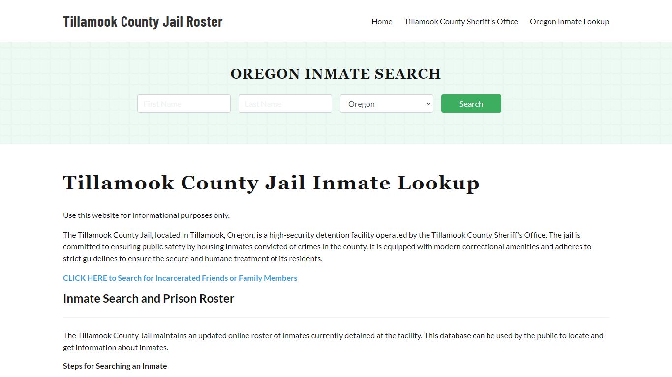 Tillamook County Jail Roster Lookup, OR, Inmate Search